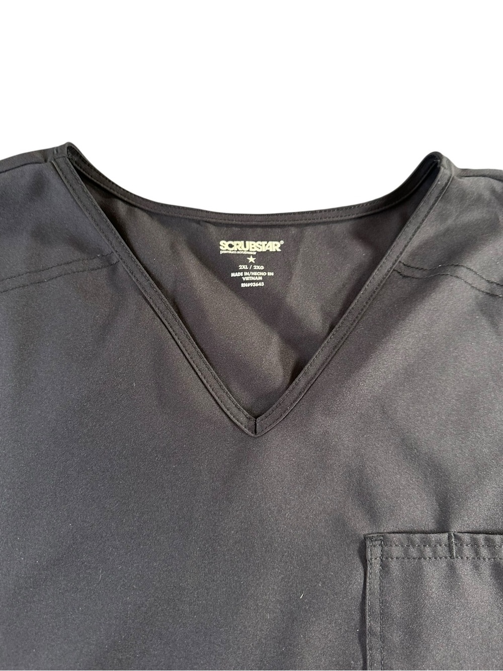 Scrubstar Black V-Neck Short Sleeve Medical Scrub Top 2XL - Picture 3 of 13